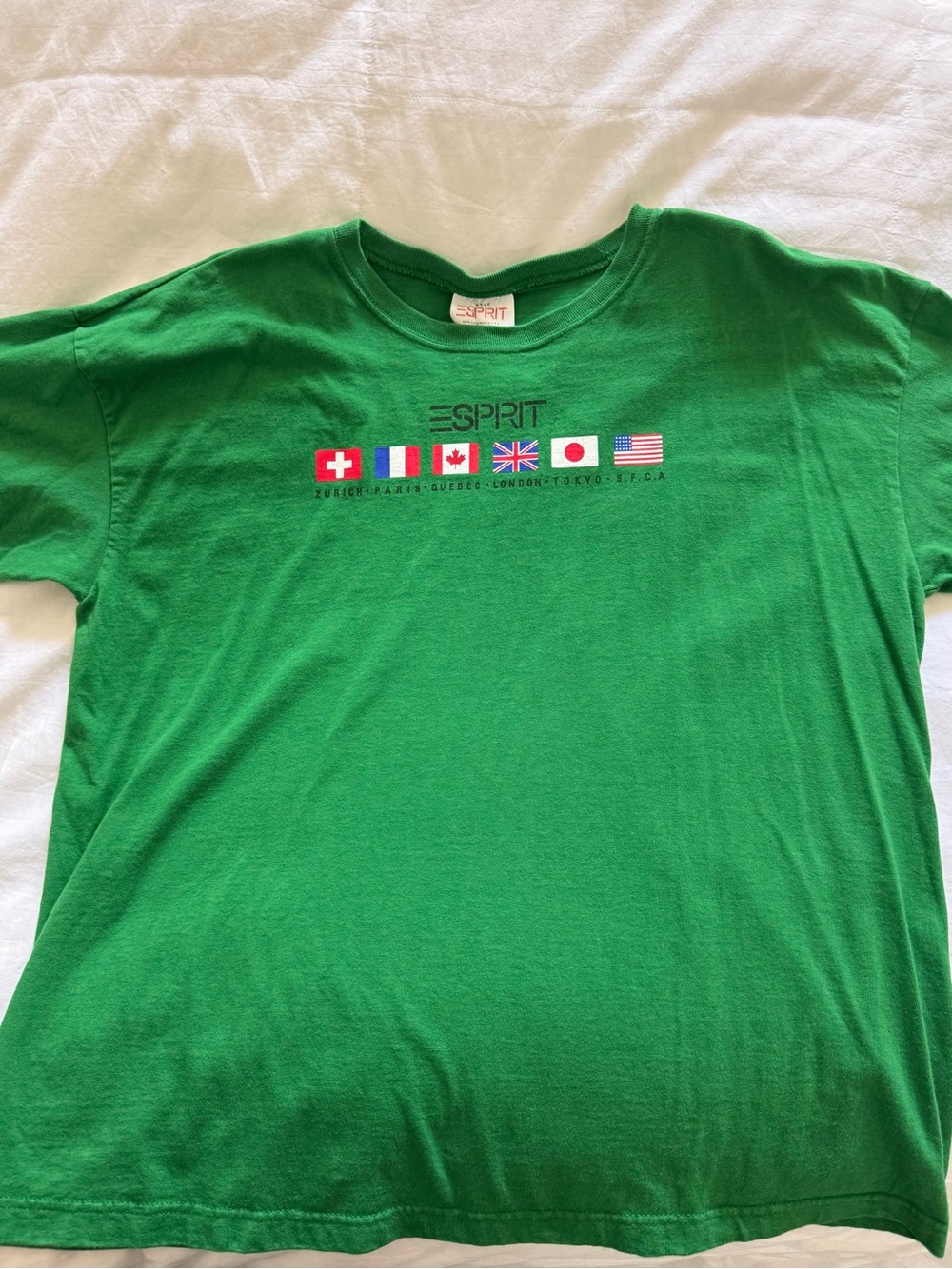 Esprit Adult Bright Green Flag Graphic Tee